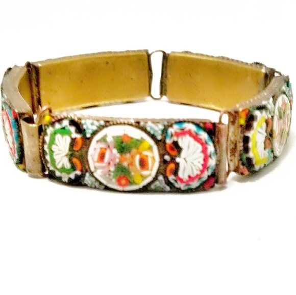 Spectacular Vintage Gold Micro-Mosaic Italian Bracelet - Picture 1 of 8